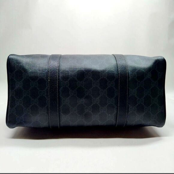 Auth Gucci Black Supreme Monogram PVC Sherry Line Web Doctor Boston Duffel Bag - Picture 5 of 9